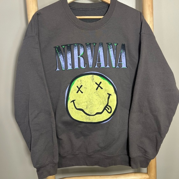 NIRVANA Gray Crewneck Sweater Iconic Design - Picture 1 of 7
